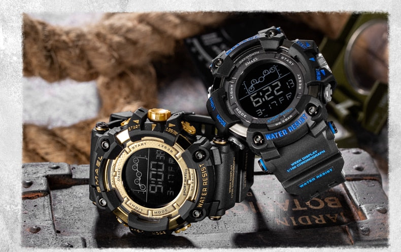 Mens Watch Military Water resistant SMAEL Sport watch Army led Digital wrist Stopwatches for male 1802 relogio masculino Watches