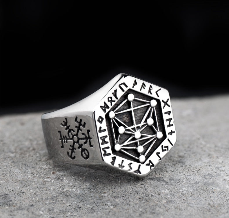 Nordic mythology Viking rune stainless steel  rings  for man and women  Kabala totem Index Ring fashion jewelry mygrillz