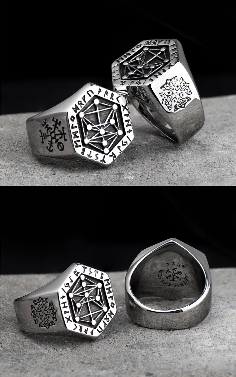 Nordic mythology Viking rune stainless steel  rings  for man and women  Kabala totem Index Ring fashion jewelry mygrillz