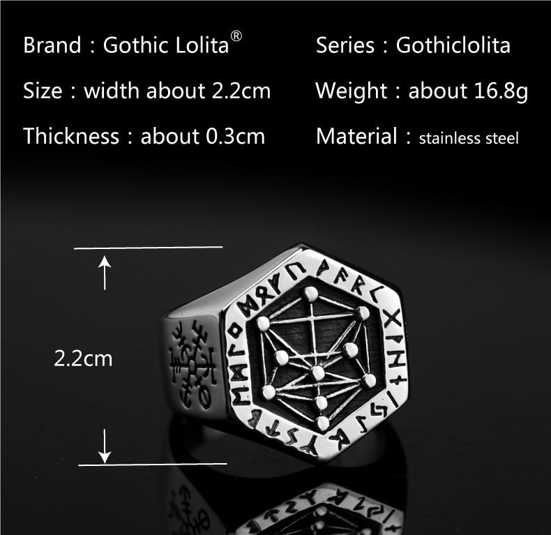 Nordic mythology Viking rune stainless steel  rings  for man and women  Kabala totem Index Ring fashion jewelry mygrillz