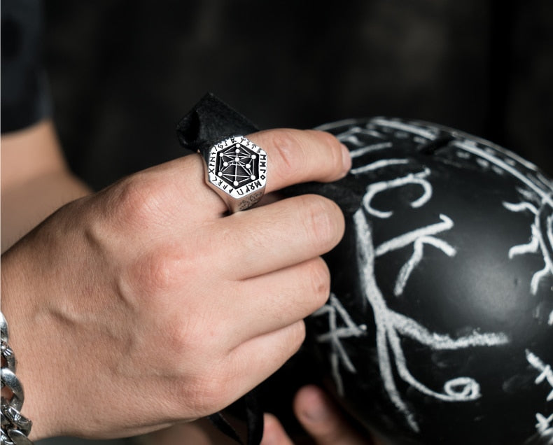Nordic mythology Viking rune stainless steel  rings  for man and women  Kabala totem Index Ring fashion jewelry mygrillz