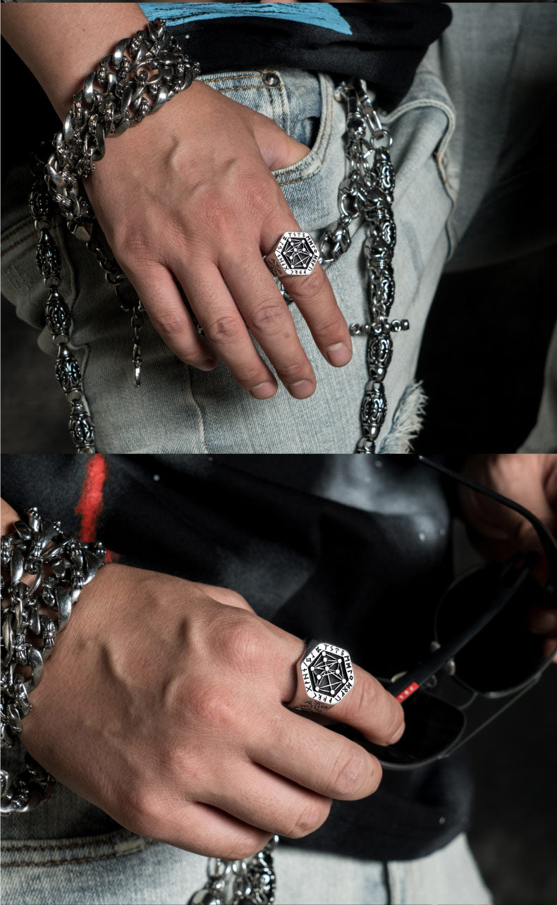 Nordic mythology Viking rune stainless steel  rings  for man and women  Kabala totem Index Ring fashion jewelry mygrillz