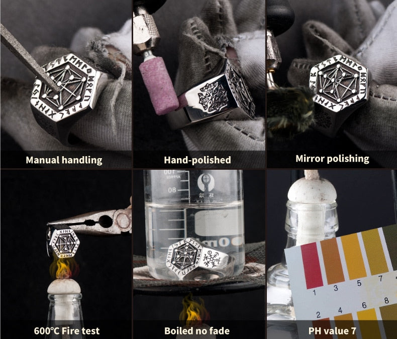 Nordic mythology Viking rune stainless steel  rings  for man and women  Kabala totem Index Ring fashion jewelry mygrillz