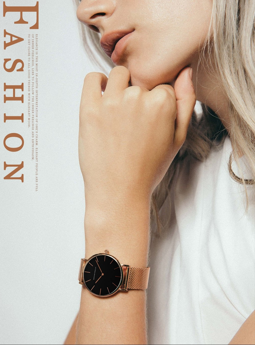 Women Watch 1 set Bracelet Japan Quartz Movement Simple Waterproof Rose Gold Stainless Steel Mesh Ladies watch relogio feminino