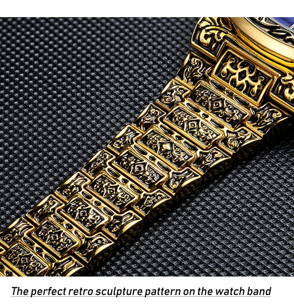 Fashion quartz watch men Brand ONOLA luxury Retro golden stainless steel watch men gold mens watch reloj hombre