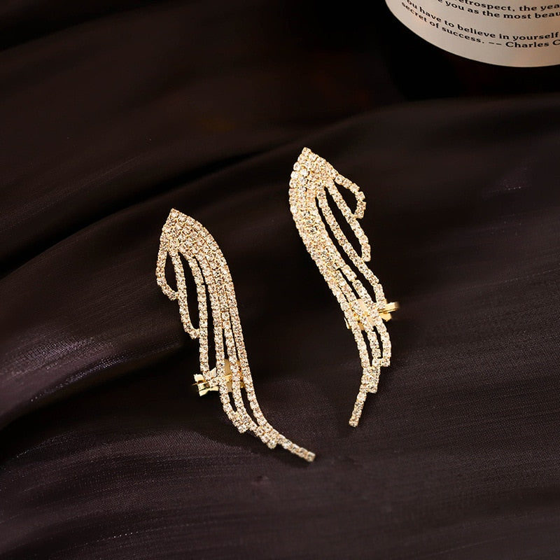 2020 New Angel wings Rhinestone Hanging Dangle exquisite Exaggerated Fashion Stud Earrings elegant Prevent Allergy Earrings