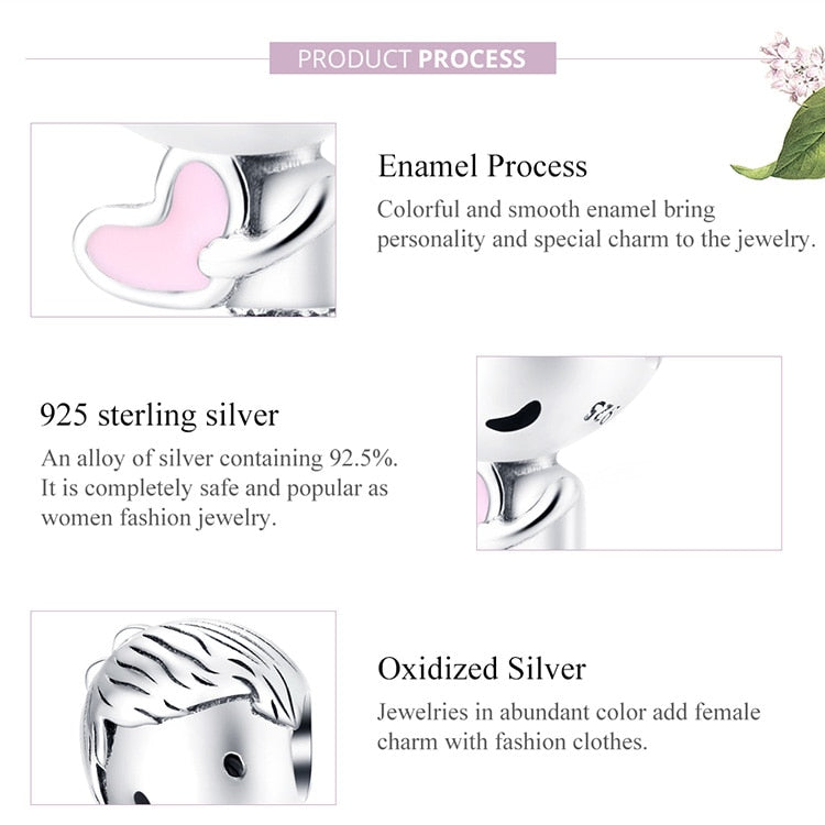 bamoer Boy and Girl Charm for Original Silver 925 Bracelet Genuine 925 Sterling Silver Metal Beads Valentine Gifts SCC1334