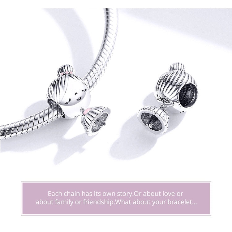 bamoer Boy and Girl Charm for Original Silver 925 Bracelet Genuine 925 Sterling Silver Metal Beads Valentine Gifts SCC1334