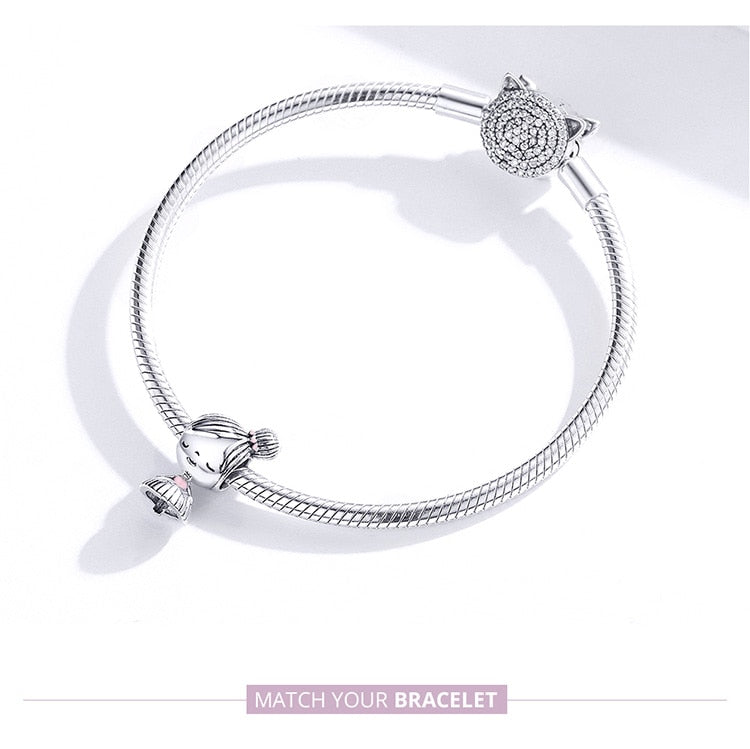 bamoer Boy and Girl Charm for Original Silver 925 Bracelet Genuine 925 Sterling Silver Metal Beads Valentine Gifts SCC1334