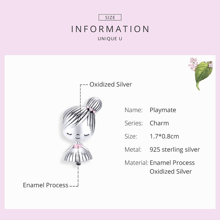bamoer Boy and Girl Charm for Original Silver 925 Bracelet Genuine 925 Sterling Silver Metal Beads Valentine Gifts SCC1334