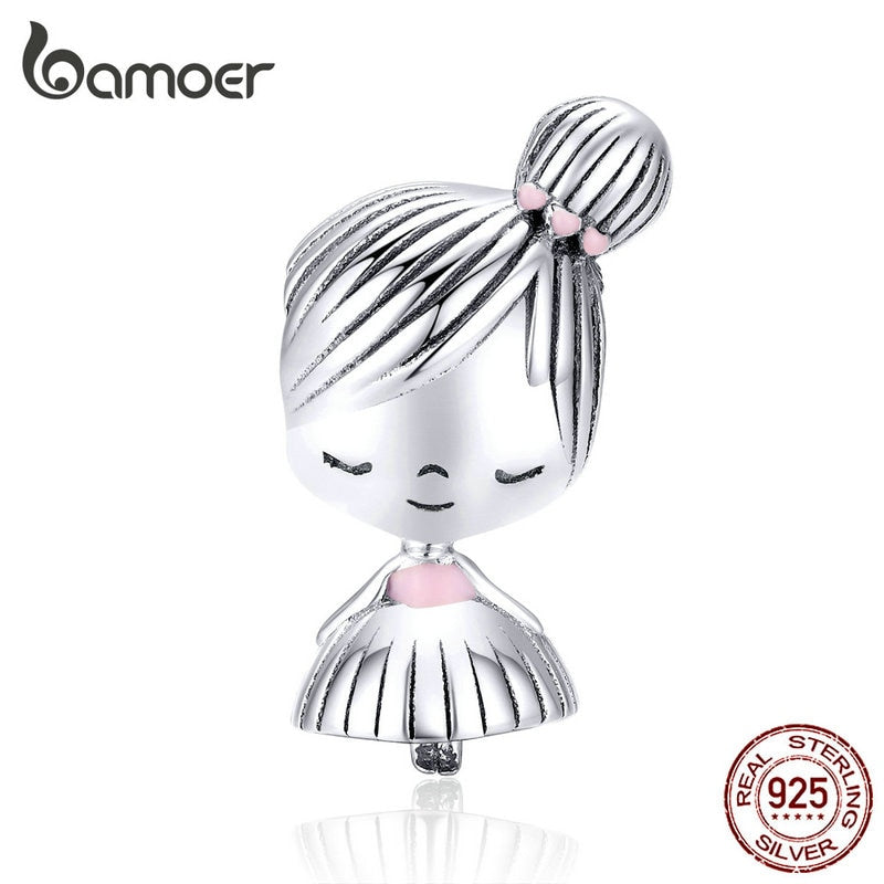 bamoer Boy and Girl Charm for Original Silver 925 Bracelet Genuine 925 Sterling Silver Metal Beads Valentine Gifts SCC1334