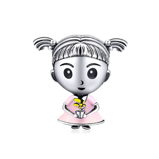 bamoer Boy and Girl Charm for Original Silver 925 Bracelet Genuine 925 Sterling Silver Metal Beads Valentine Gifts SCC1334