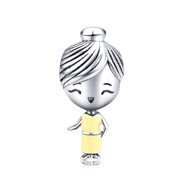 bamoer Boy and Girl Charm for Original Silver 925 Bracelet Genuine 925 Sterling Silver Metal Beads Valentine Gifts SCC1334