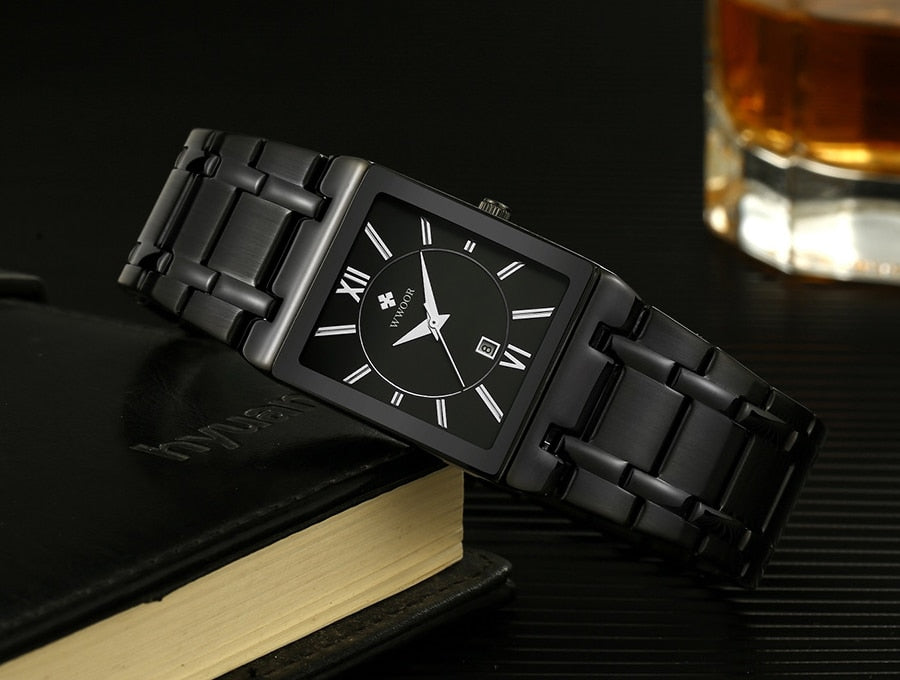 Relogio Masculino WWOOR Gold Watch Men Square Mens Watches Top Brand Luxury Golden Quartz Stainless Steel Waterproof Wrist Watch