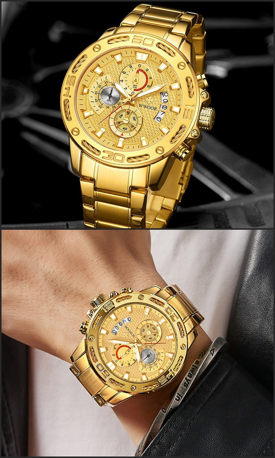 2020 New Men Watches Top Brand Luxury Gold Stainless Steel Quartz Watch Men Waterproof Sport Chronograph Relogio Masculino