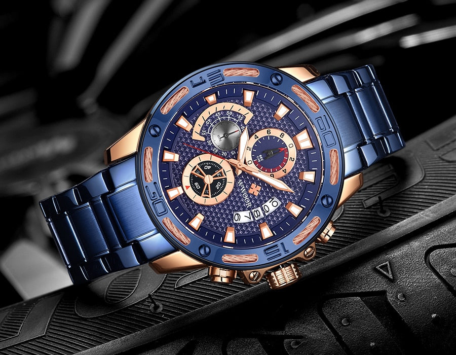 2020 New Men Watches Top Brand Luxury Gold Stainless Steel Quartz Watch Men Waterproof Sport Chronograph Relogio Masculino