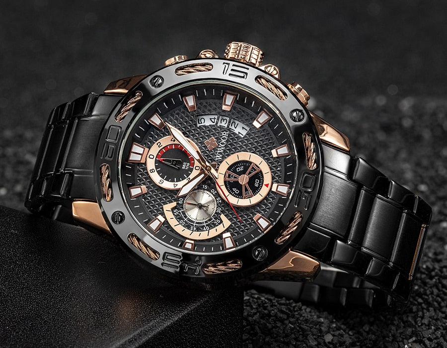 2020 New Men Watches Top Brand Luxury Gold Stainless Steel Quartz Watch Men Waterproof Sport Chronograph Relogio Masculino