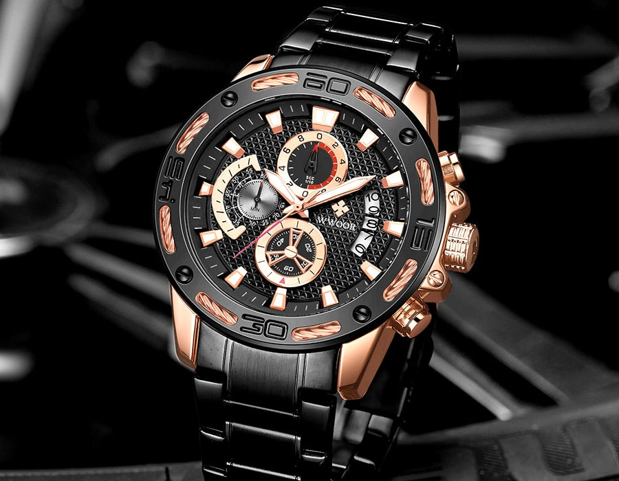 2020 New Men Watches Top Brand Luxury Gold Stainless Steel Quartz Watch Men Waterproof Sport Chronograph Relogio Masculino