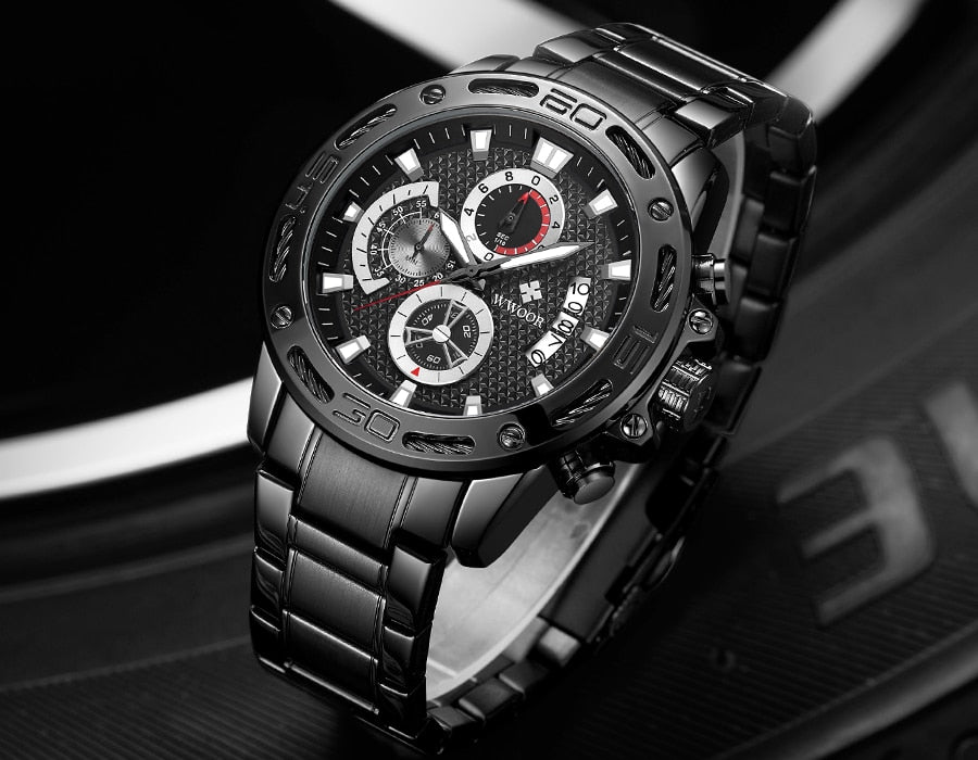 2020 New Men Watches Top Brand Luxury Gold Stainless Steel Quartz Watch Men Waterproof Sport Chronograph Relogio Masculino