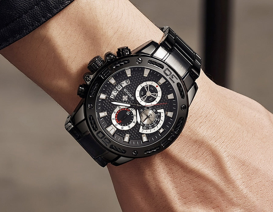 2020 New Men Watches Top Brand Luxury Gold Stainless Steel Quartz Watch Men Waterproof Sport Chronograph Relogio Masculino