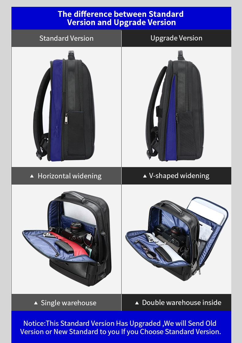 Brand Enlarge Backpack USB External Charge 15.6 Inch Laptop Backpack Shoulders Men Anti-Theft Waterproof Travel Backpack