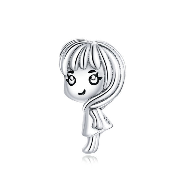bamoer Boy and Girl Charm for Original Silver 925 Bracelet Genuine 925 Sterling Silver Metal Beads Valentine Gifts SCC1334