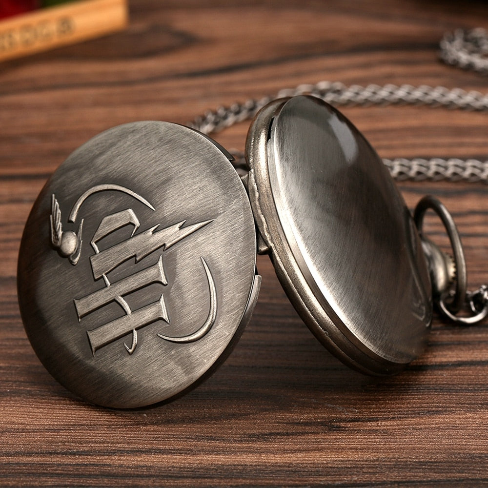 Retro Black/Gray HP Design Snitch Ball Quartz Pocket Watch Necklace Chain harried Pendant Pocket Watch Clock Gifts for Men Women