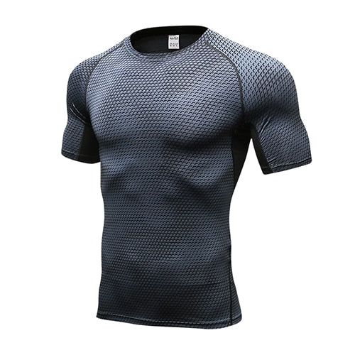 Quick Dry Workout Running Shirt Compression Fitness Tops Breathable Jersey Gym T-shirts Clothing Rashguard Male Sport Shirts Men