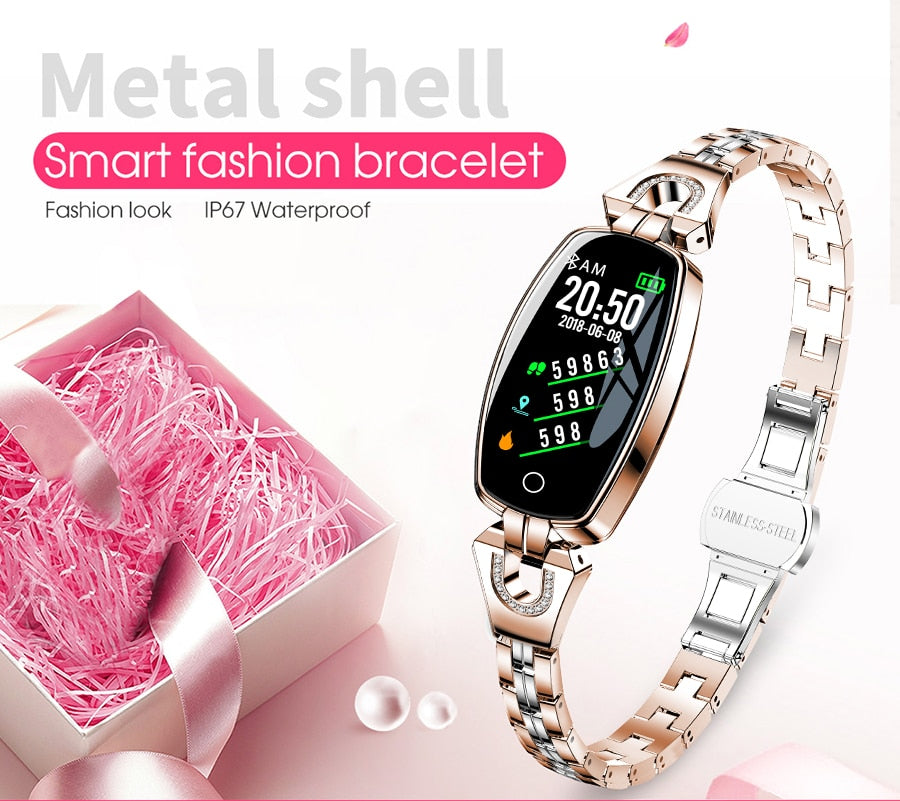 Fashion Women Smart Watch 0.96" OLED Heart Rate Blood Pressure Monitor Pedometer Fitness Tracker Waterproof Smartwatch