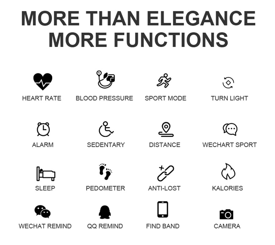 Fashion Women Smart Watch 0.96" OLED Heart Rate Blood Pressure Monitor Pedometer Fitness Tracker Waterproof Smartwatch