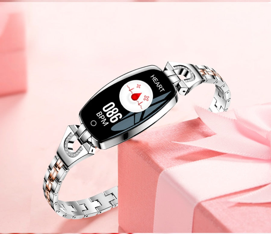 Fashion Women Smart Watch 0.96" OLED Heart Rate Blood Pressure Monitor Pedometer Fitness Tracker Waterproof Smartwatch