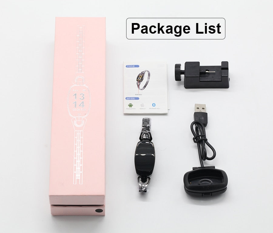 Fashion Women Smart Watch 0.96" OLED Heart Rate Blood Pressure Monitor Pedometer Fitness Tracker Waterproof Smartwatch