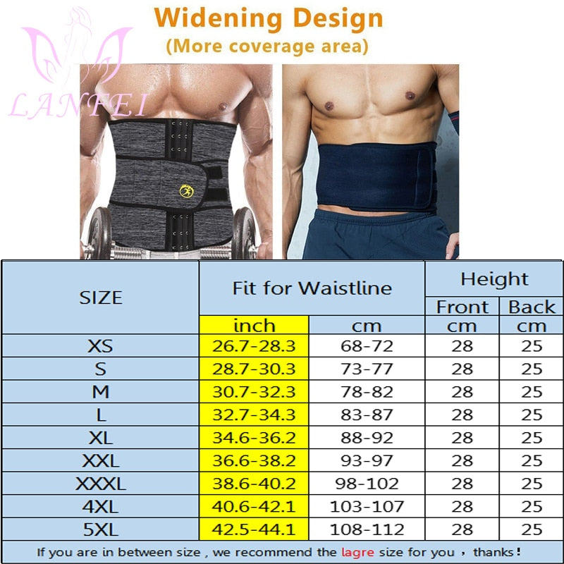 Hot Waist Trainer Neoprene Men Body Shaper Tummy Control Belt Sauna Slimming Strap Fitness Sweat Shapewear for Fat Burner