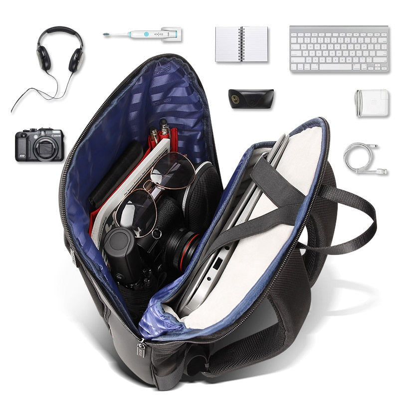 BOPAI Slim Laptop Backpack Men 15.6 Inch Office Work Women Backpacking Business Bag Unisex Black Thin Ultralight Bag Pack