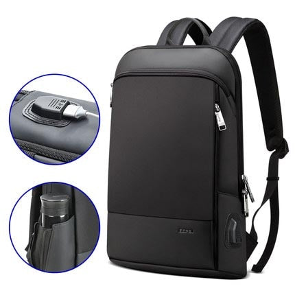 BOPAI Slim Laptop Backpack Men 15.6 Inch Office Work Women Backpacking Business Bag Unisex Black Thin Ultralight Bag Pack