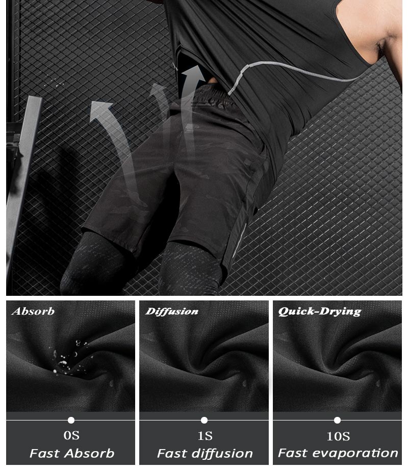 Running Shorts Men Quick Dry Sports Workout Jogging Fitness Training Gym Crossfit Casual Pants Camo Camouflage Pockets