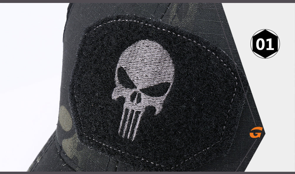 Skull Tactical Military Airsoft Cap Adjustable Breathable Sun Visor Trucker Hat Mesh Hunting Hiking Baseball Skeleton Snapback