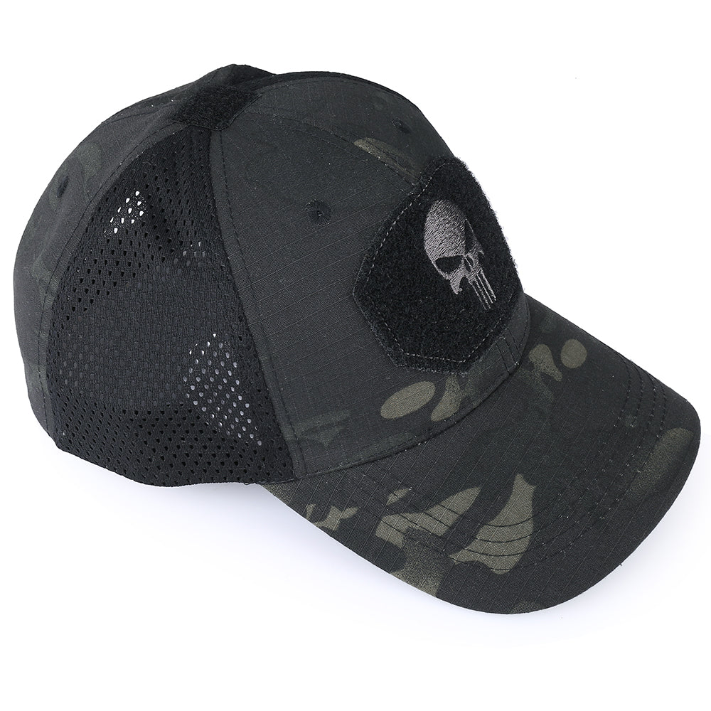 Skull Tactical Military Airsoft Cap Adjustable Breathable Sun Visor Trucker Hat Mesh Hunting Hiking Baseball Skeleton Snapback