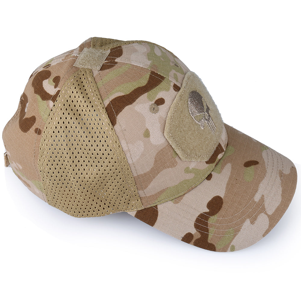 Skull Tactical Military Airsoft Cap Adjustable Breathable Sun Visor Trucker Hat Mesh Hunting Hiking Baseball Skeleton Snapback