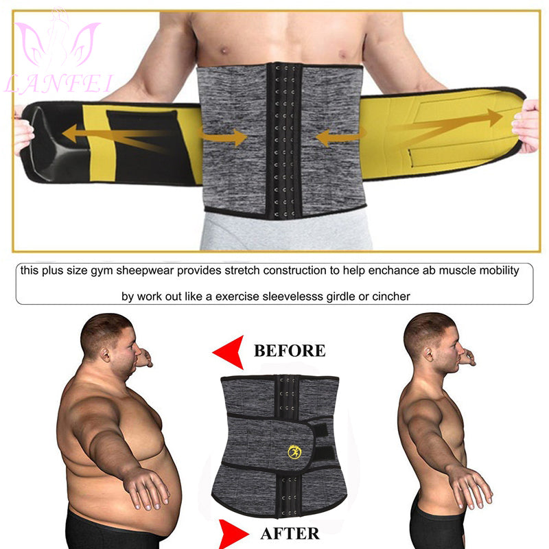 Hot Waist Trainer Neoprene Men Body Shaper Tummy Control Belt Sauna Slimming Strap Fitness Sweat Shapewear for Fat Burner